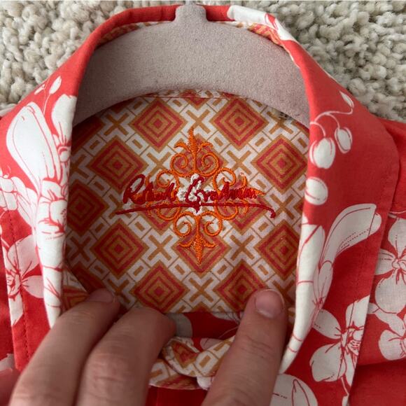 Robert Graham Coral Floral Button Down Collared Shirt XS - Picture 7 of 10